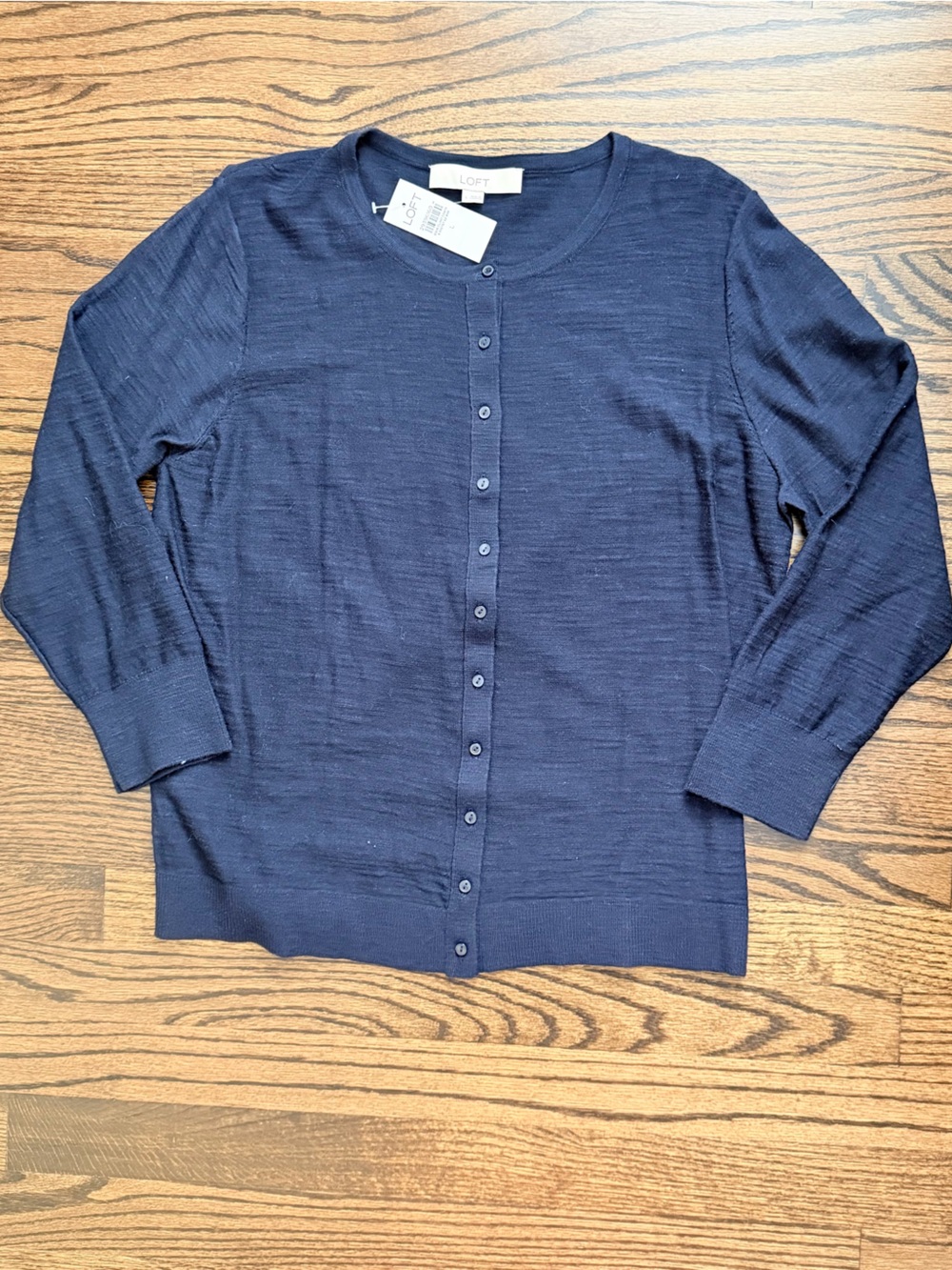 NWT LOFT Navy Blue Button-Front Sweater Cardigan - size large